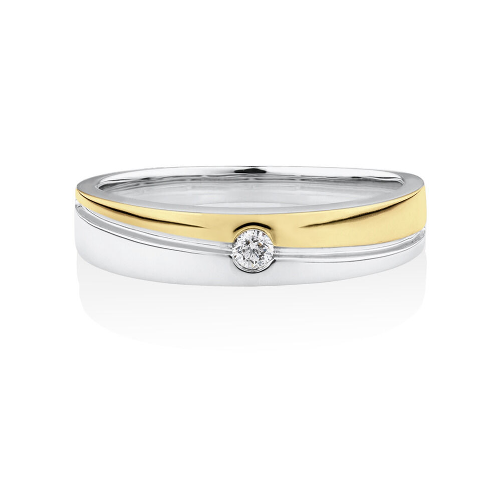 Ring with Diamond in 10kt White & Yellow Gold