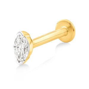 Marquise Diamond Stud Helix Earring in 10kt Yellow Gold