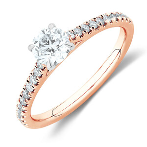 Engagement Ring with 0.78 Carat TW of Diamonds in 14kt Rose/White Gold