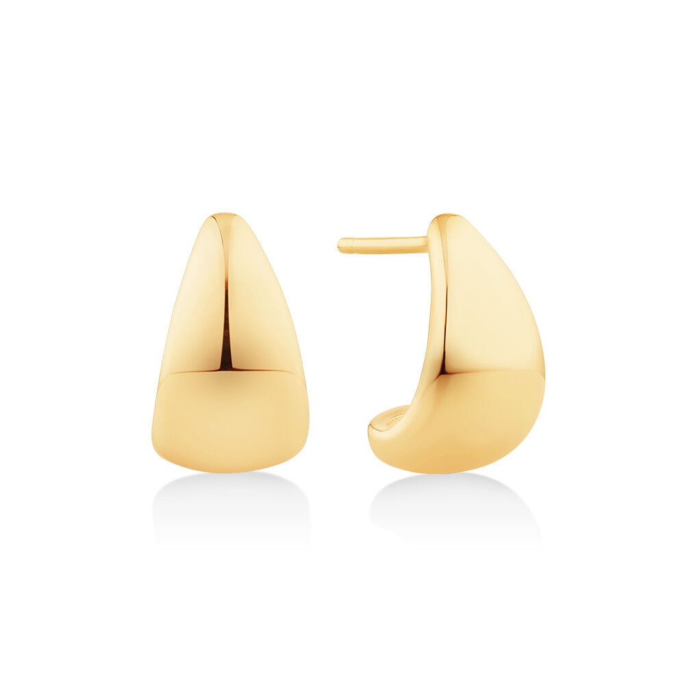 Polished Graduated Dome Huggie Stud Earrings in 10kt Yellow Gold