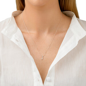 J' Initial necklace with 0.10 Carat TW of Diamonds in 10kt White Gold