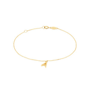 19cm (7.5") A Initial Bracelet in 10kt Yellow Gold