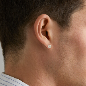 Bouton d'oreille en or blanc 10 K avec diamants totalisant 0,25 ct pour homme