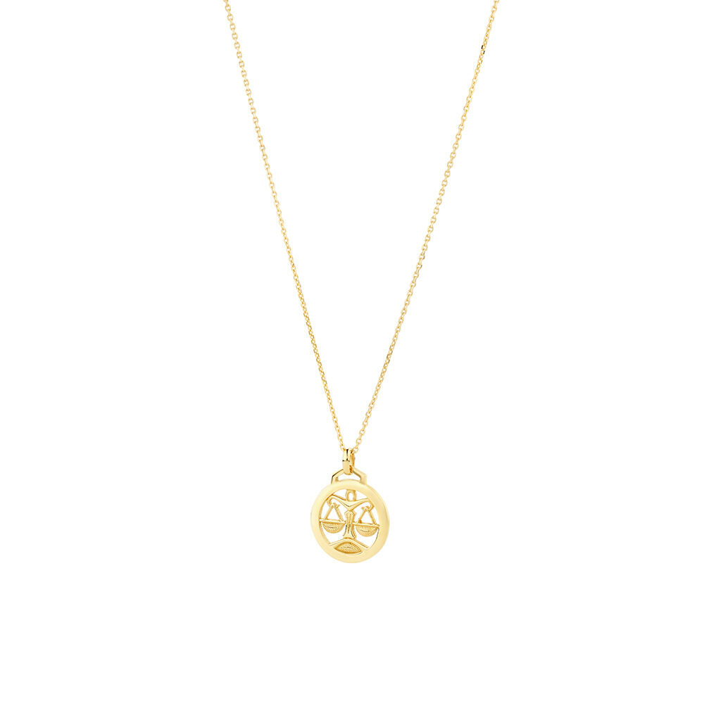 Libra Zodiac Pendant with Chain in 10kt Yellow Gold