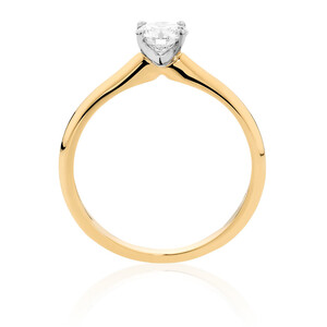 Certified Solitaire Engagement Ring with a 0.50 Carat TW Diamond in 14kt Yellow and White Gold