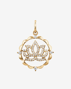 Lotus Motif Pendant with 0.15 Carat TW of Diamonds in 10kt Yellow Gold