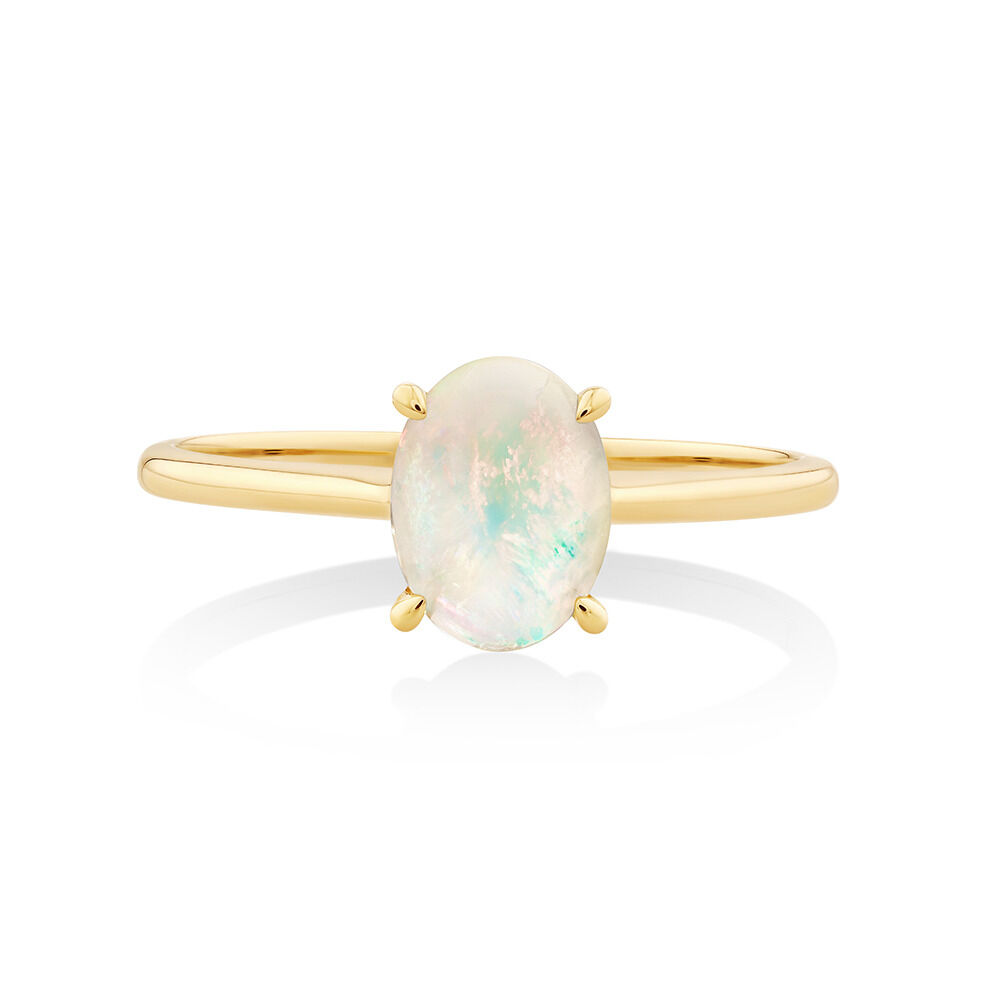 Solitaire Ring with Opal in 10kt Yellow Gold