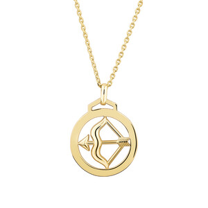 Sagittarius Zodiac Pendant with Chain in 10kt Yellow Gold
