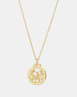 Pendentif zodiaque Gémeau avec chaîne en or jaune 10 K