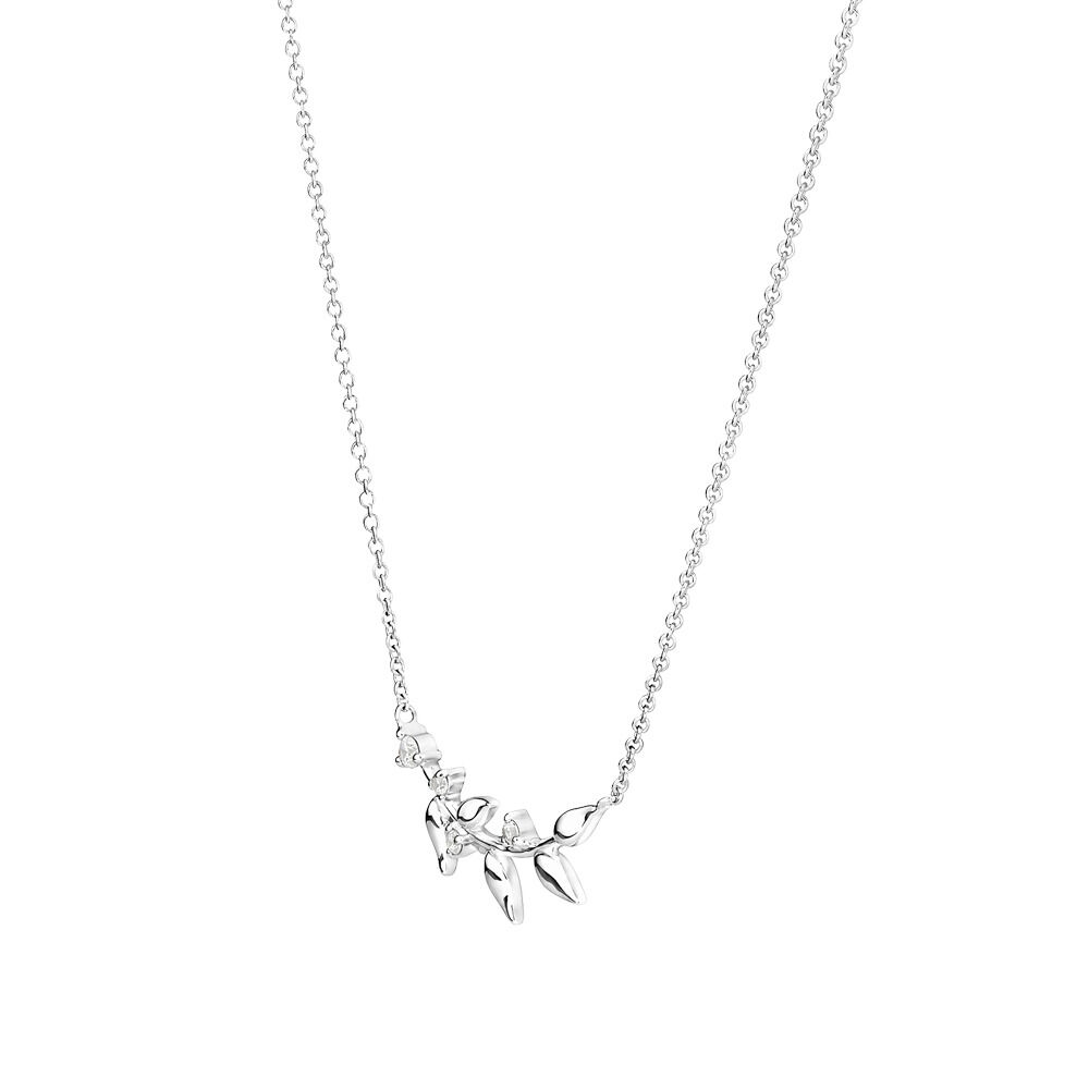 50cm Leaf Necklace with Cubic Zirconia in Sterling Silver