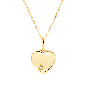Heart Disc Pendant in 10kt Yellow Gold