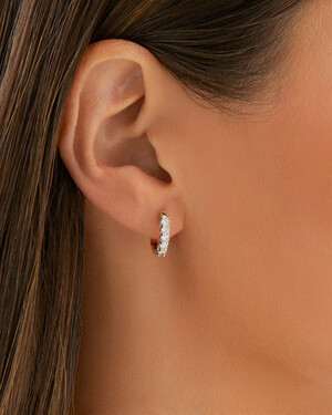 Hoop Earrings with 0.5 Carat TW of Diamonds in 14kt Yellow & White Gold
