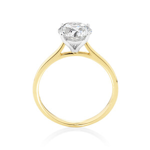 Evermore Certified Solitaire Engagement Ring with 2 Carat TW Diamond in 14kt Yellow/White Gold