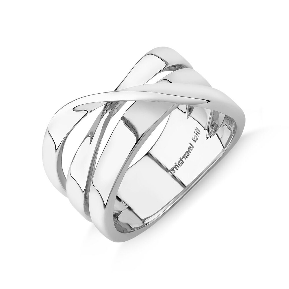 Sculpture Ribbon Crossover Ring in Sterling Silver
