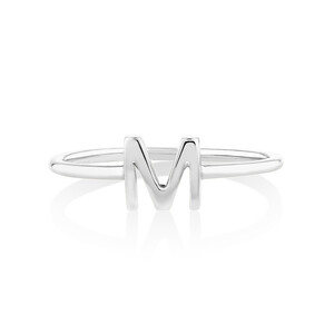M Initial Ring in Sterling Silver