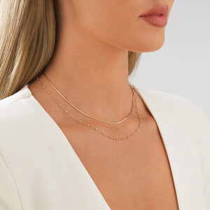 45cm Snake and Bead Mutli-Layer Chain in 10kt Yellow Gold
