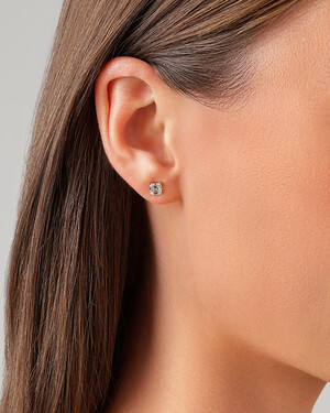 1.00 Carat TW Asscher Cut Solitaire Laboratory-Grown Diamond Stud Earrings in 10kt Yellow Gold