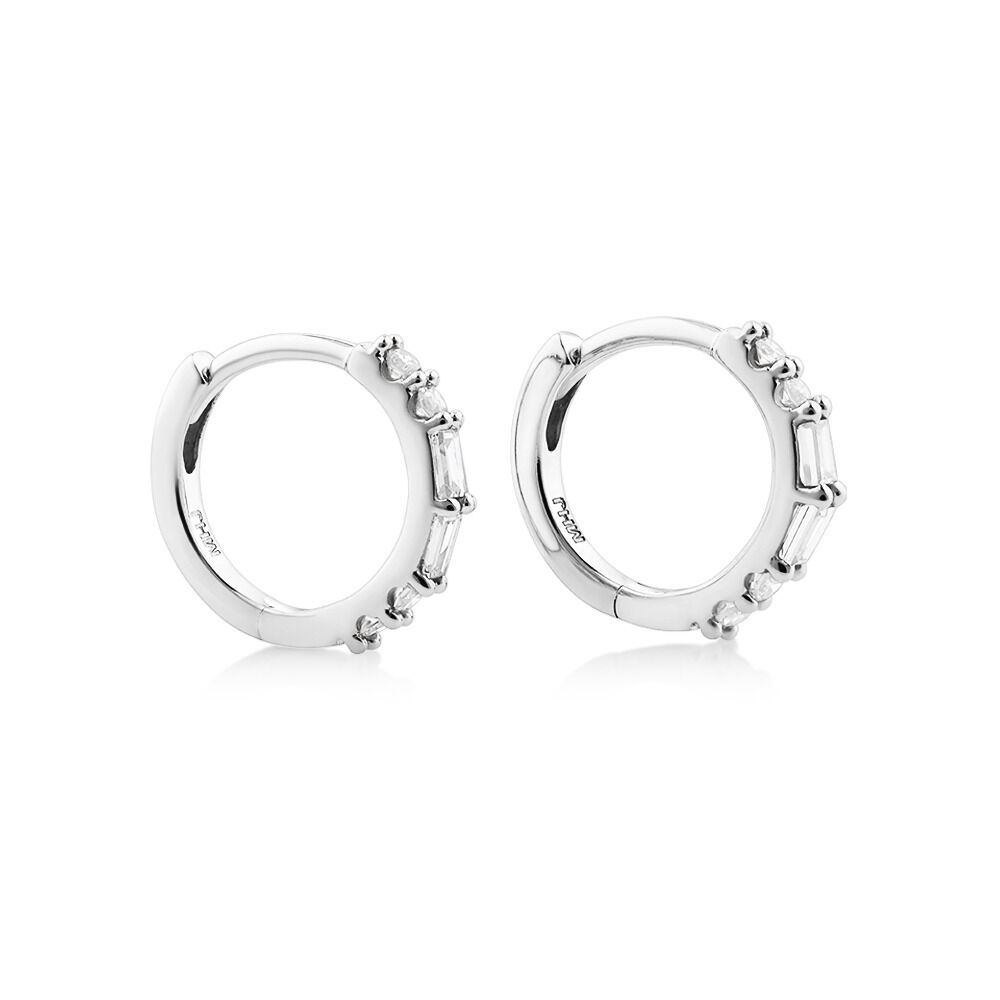 Hoop Earrings with 0.13 Carat TW of Diamonds in 10kt White Gold