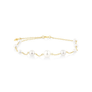 19cm Cultured Freshwater Pearl Bracelet in 10kt Yellow Gold