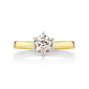 Solitaire Engagement Ring with 0.90 Carat Diamond in 14kt Yellow & White Gold