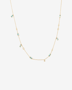 London Blue Topaz Necklace with .14 Carat TW Diamonds in 10kt Yellow Gold
