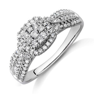Square Halo Ring with 0.50 Carat TW of Diamonds in 10kt White Gold