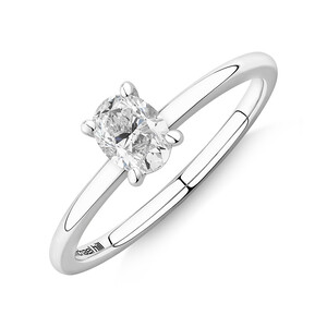 Certified Oval Solitaire Ring with 0.50 Carat TW of Diamonds in 14kt White Gold