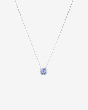 Halo Pendant with Tanzanite & 0.17 Carat TW of Diamonds in 14kt White Gold