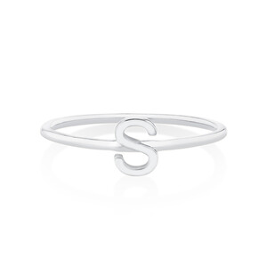 S Initial Ring in Sterling Silver