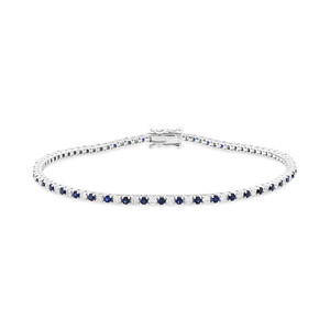 Tennis Bracelet with Sapphire & 1 Carat TW of Diamonds in 10kt White Gold