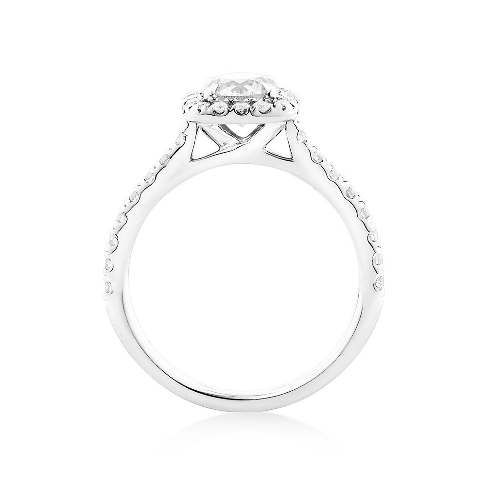 Evermore Halo Engagement Ring with 1.38 Carat TW of Diamonds in 14kt White Gold