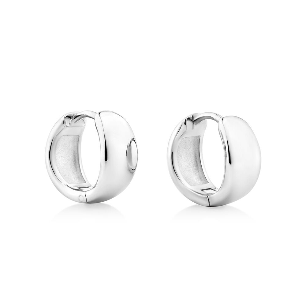 Polished Huggies in Sterling Silver