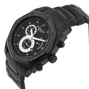 Men's Chronograph Watch with 1/2 Carat TW of Diamonds in Black Stainless Steel