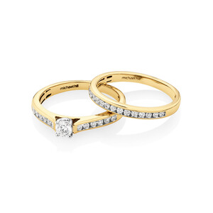 Bridal Set with 0.50 Carat TW of Diamonds in 14kt Yellow & White Gold
