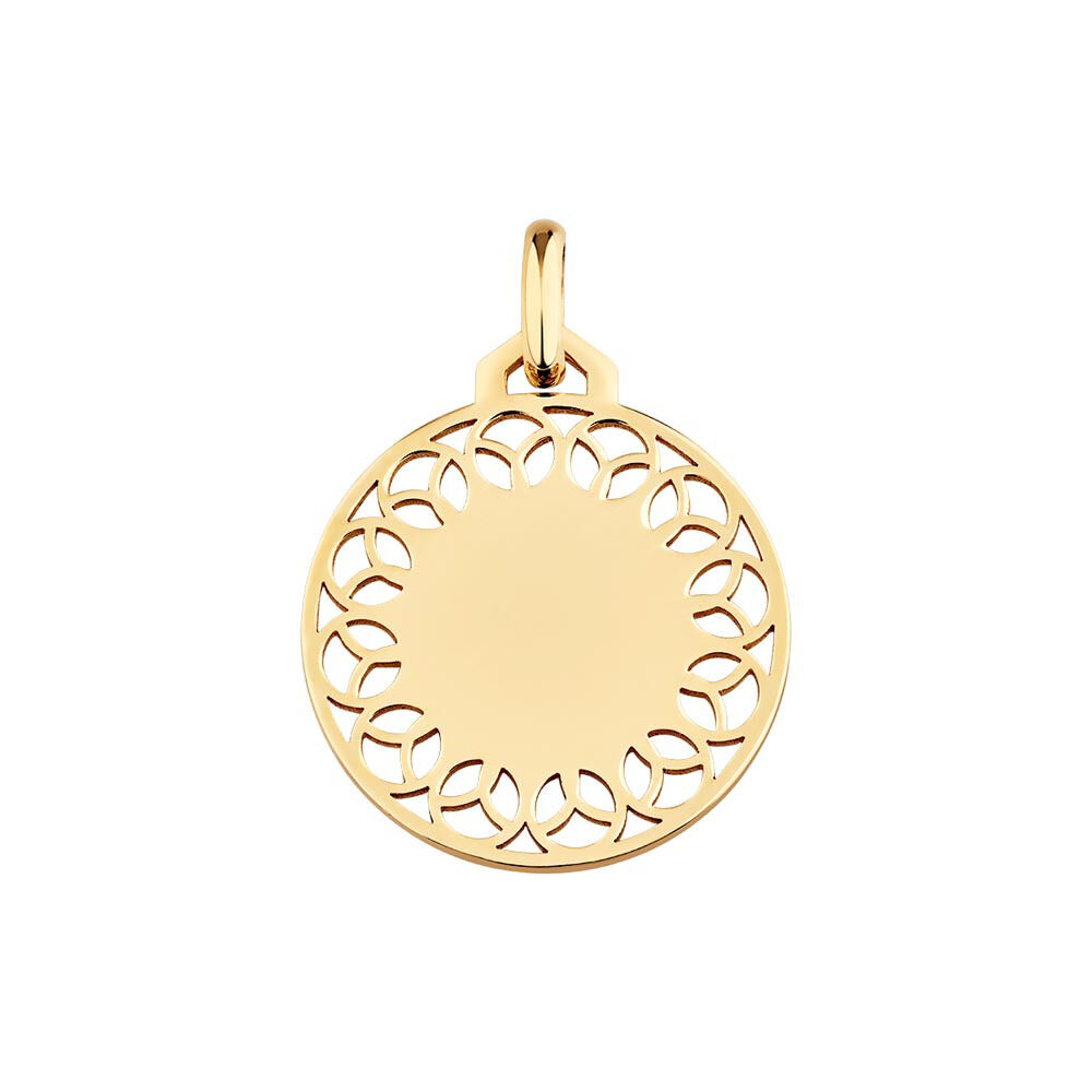 Lace Disc Pendant in 10kt Yellow Gold