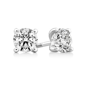Certified Solitaire Stud Earrings with 1 Carat TW of Diamonds in 14kt White Gold