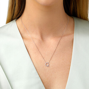 Q Initial Necklace with 0.10 Carat TW of Diamonds in 10kt White Gold