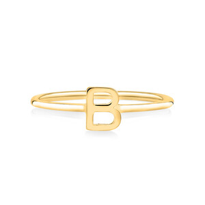 B Initial Ring in 10kt Yellow Gold