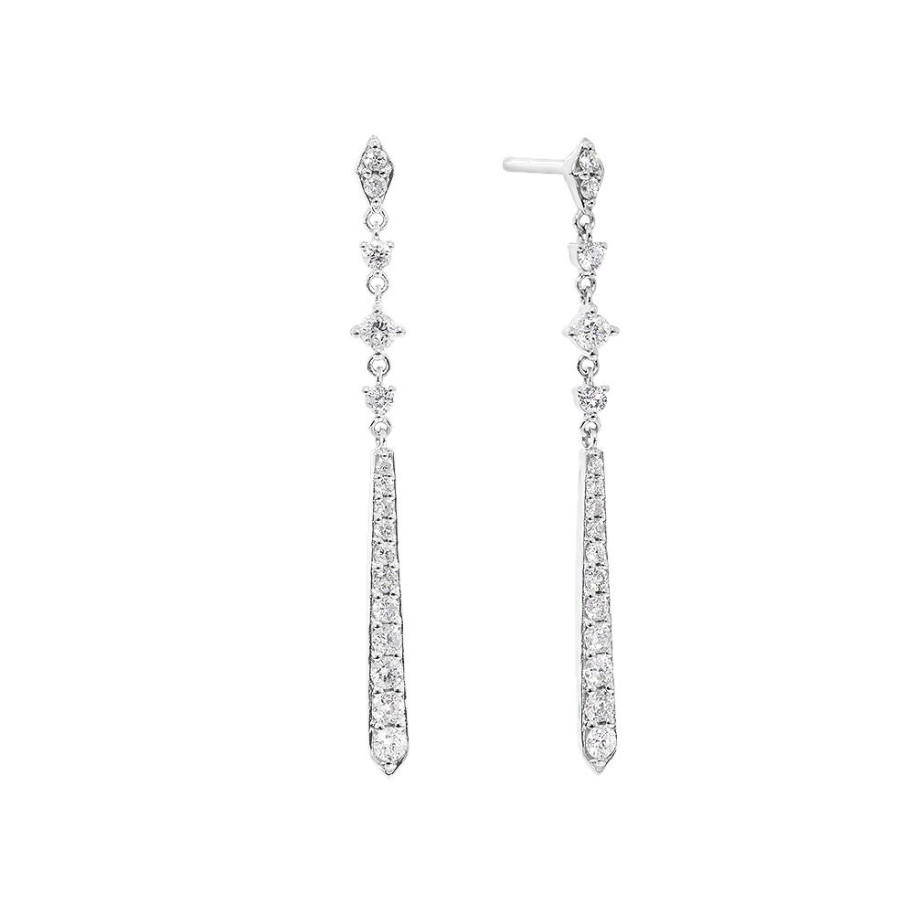 Deco Drop Stud Earrings with 0.50 Carat TW of Diamonds in 10kt White Gold