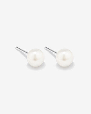 Boutons d'oreilles en argent sterling avec perles d'eau douce de culture en forme de bouton de 6 mm