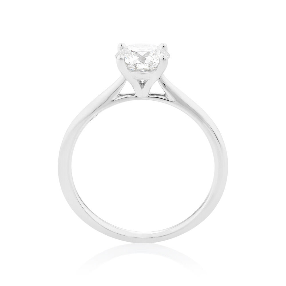 Evermore Certified Solitaire Engagement Ring with 1 Carat TW Diamond in 14kt White Gold