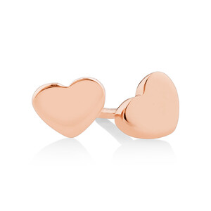 Boutons d'oreilles en or rose 10 K en forme de cœur de 4 mm