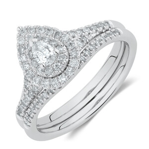 Evermore Bridal Set with 0.60 Carat TW of Diamonds in 10kt White Gold