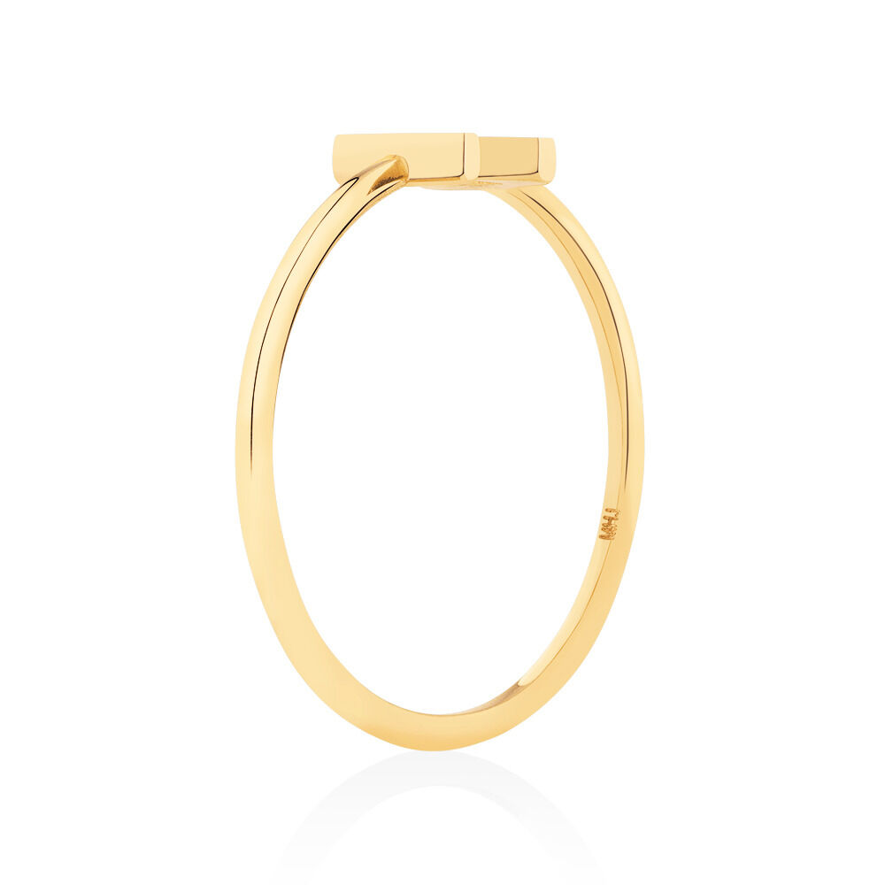 N Initial Ring in 10kt Yellow Gold