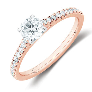 Engagement Ring with 1/2 Carat TW of Diamonds in 14kt Rose/White Gold