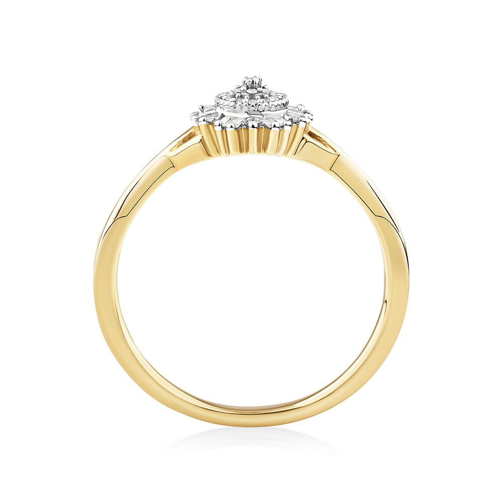 Evermore Promise Ring with 0.10TW of Diamonds in 10kt Yellow Gold/Rhodium
