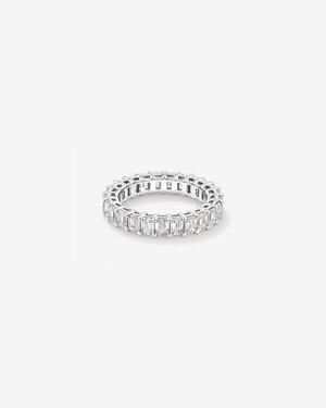 3.50 Carat TW Emerald Cut Laboratory-Grown Diamond Eternity Ring in 14kt White Gold