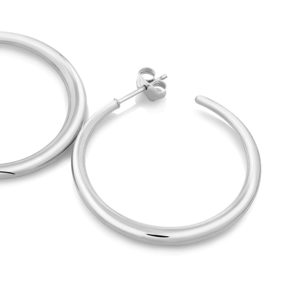 27mm Tapered Creole Earrings in Sterling Silver