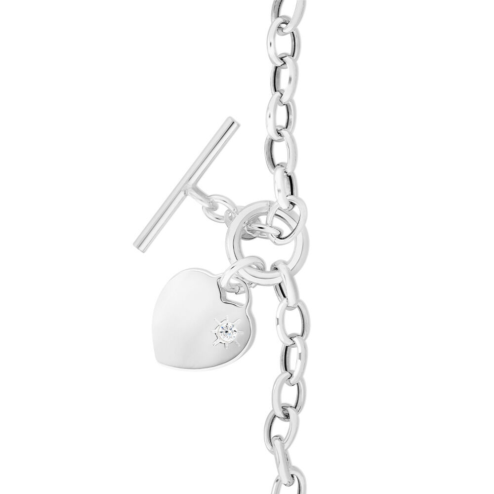 Belcher Bracelet with Cubic Zirconia in Sterling Silver