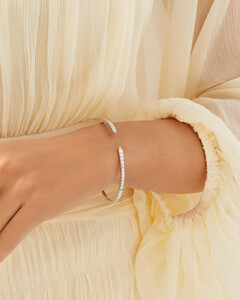 Deco Cuff Bangle with 1.62 Carat TW of Diamonds in 10kt White Gold